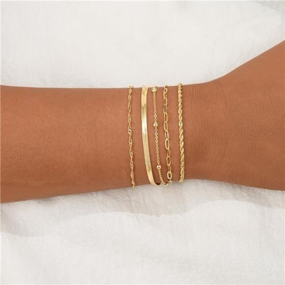 Gold Bracelet for Women Adjustable Dainty Minimalist Everyday Jewelry Gift - Picture 4 of 7